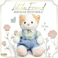 Мягкая игрушка "Little Friend", котик в голубом комбинезоне