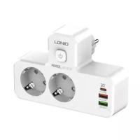 Cетевая зарядка, удлинитель-разветвитель LDNIO SE2337, 2 розетки, 2 USB-A, 1 PD 20W, EU версия