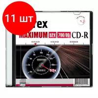 Комплект 11 штук, Носители информации CD-R, 52x, Mirex Maximum, Slim/1, UL120052A8S