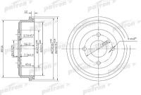 PATRON PDR1533 Барабан тормозной задн FORD: MONDEO I 93-96, MONDEO I седан 93-96, MONDEO I универсал 93-96, MONDEO II 96-00, MONDEO II седан 96-00, MONDEO II ун