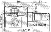 ШРУС внутренний правый 25x35x25, 0311GDRH FEBEST 0311-GDRH