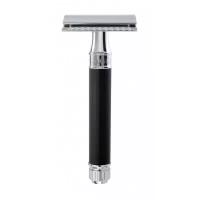 Станок хром черное резиновое покрытие Т-образный Edwin Jagger Safety Razor Black Rubber Coated 1 шт