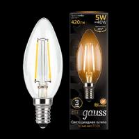 Gauss Лампа Filament Свеча 5W 420lm 2700К Е14 LED 103801105 (50 шт.)