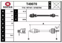 EAI GROUP T49070 _привод правый! 695mm Renault Express 1.0/1