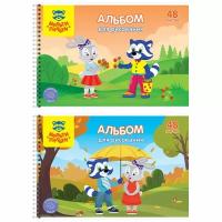 Альбом для рисования 48л., А4, на гребне Мульти-Пульти "Приключения Енота", с раскраской