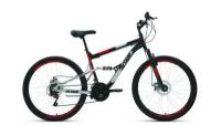 Велосипед FORWARD ALTAIR MTB FS 26 2.0 disc, колесо 26'', рост 18'', сезон 2023-2024, черный/красный