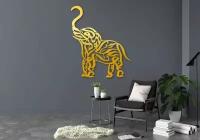 Чертеж, декоративное панно, Слон(матовое золото), DXF для ЧПУ станка
