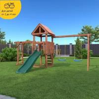 Детская деревянная игровая площадка для улицы дачи CustWood Junior Color JC3 с деревянной крышей