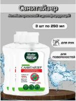 Антисептик санитайзер для рук и поверхностей Master Fresh 3 шт по 250 ml