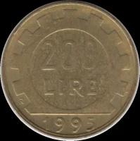 Монета 200 лир 1995 г