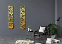 Декоративное металлическое панно, Маска Тики,набор из 2 элементов декора (матовое золото)
