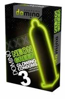 Презервативы DOMINO Neon Green со светящимся в темноте кончиком - 3 шт. (цвет не указан)