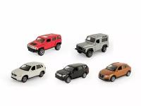 Набор WELLY 1:60, Hummer H3, Land Rover Defender, BMW X5, Toyota Land Cruiser Prado, Audi Q3, 5 шт