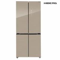 Отдельностоящий холодильник с возможностью встраивания HIBERG RFQ-600DX NFGY Inverter Cross Door "Бежевое стекло с золотистыми нитями" 192*84