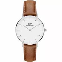 Часы наручные кварцевые женские Daniel Wellington DW00100184 на кожаном ремешке коричневого цвета