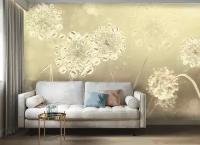 Фреска бесшовная "Одуванчики в росе" золотисто-бежевый (ширина 2550мм х длина 2500мм)