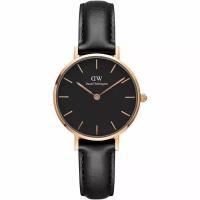 Часы наручные кварцевые женские Daniel Wellington DW00100224 на кожаном ремешке черного цвета