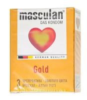 Презервативы Masculan Gold с ароматом ванили - 3 шт. (цвет не указан)