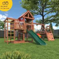 Детская деревянная игровая площадка для улицы дачи CustWood Junior Color JC15 с деревянной крышей