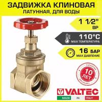 Задвижка клиновая водопроводная 1 1/2" ВР VALTEC, ручная / Дисковый затвор резьбовой для воды - латунная запорная арматура ДУ 40 для водопровода, системы отопления, ГВС и ХВС, арт. VT.012.RG.08