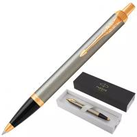 Ручка шариковая Parker "IM Core Brushed Metal GT" сереб. матовый лак позолота синяя 142542 (1)