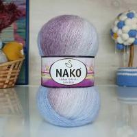 Пряжа NAKO Mohair delicate Colorflow (Нако), астра/голубой/сух.роза - 75718, 5% мохер, 10% шерсть, 85% акрил, 5 мотков, 100 г., 500 м