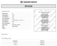 SANGSIN BRAKE SP4339 Колодки задние TOYOTA C-HR 19- SP4339