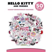 Наклейки виниловые PrioritY детские Hello Kitty Куроми 50 штук