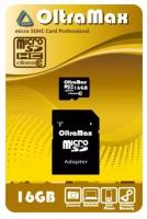 Карта памяти OltraMax MicroSDHC 16GB Class10 + адаптер SD