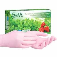 Перчатки смотровые нитриловые SunViv ZN 316 розовые (50 пар, M)