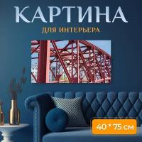 Картина на холсте "Мост, стальная конструкция, строительство" на подрамнике 75х40 см. для интерьера