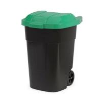 Бак-контейнер для мусора на колесах Альтернатива, 65 л. М4663 - черно-зеленый