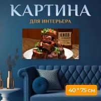 Картина на холсте "Ребра, свиные ребра, куча ребер" на подрамнике 75х40 см. для интерьера