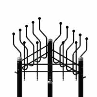Вешалка на колесах на 15 крючков с держателем для зонтов "Гардикс-3К", металл, черная