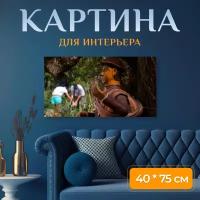 Картина на холсте "Статуя, скульптура, рисунок" на подрамнике 75х40 см. для интерьера