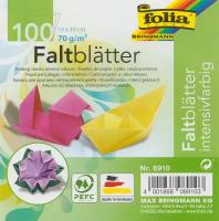 Цветная бумага, "Folia", для оригами, 10 цветов, 10х10см, 100 листов, 70г