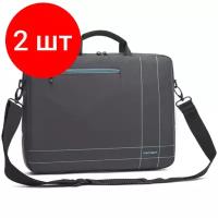 Комплект 2 шт, Сумка для ноутбука 15.6" Continent CC-201 GB полиэстер, нейлон, черный, 400*300*50мм