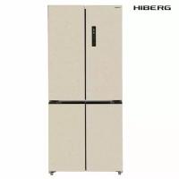 Отдельностоящий холодильник с возможностью встраивания HIBERG RFQ-600DX NFYm Inverter Cross Door "Бежевый мрамор" 192*84