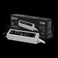 Gauss Блок питания для светодиодной ленты пылевлагозащищенный 15W 12V IP66 202023015 (10 шт.)