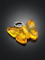 Кулон-шарм Апрель в виде бабочки из натурального лимонного янтаря