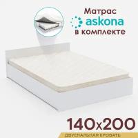 Двуспальная кровать с матрасом ASKONA 140х200, ортопедический матрас