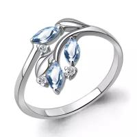 Серебряное кольцо Aquamarine А6991805А с топазом и фианитом, Серебро 925°, 19