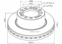 066.253-00A_диск тормозной!374.5x45 12отв d19+ 3отв M12x1.5 \SAF SKRB 9019K/I PE AUTOMOTIVE 06625300A | цена за 1 шт