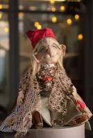 Авторская кукла "Баба Яга с мухомором" ручной работы, интерьерная, текстильная