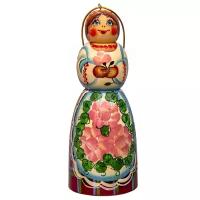 Деревянная фигурка кукла Девушка с цветами 10 см