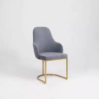 Дизайнерский стул MONRO от мебельной компании RIHOT на металлическом каркасе. Цвет ткани - BLUESTONE. Цвет каркаса - золото. 1 шт