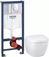 Комплект подвесной унитаз Grohe Euro Ceramic 39206000 + 39330001 + система инсталляции Grohe 38721001