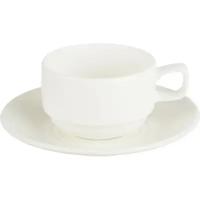 Чайная пара,Wilmax белая, фарфор, чашка 220 мл.,блюдце d-14 см. WL-993008
