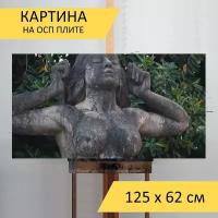 Картина на ОСП 125х62 см. "Скульптура, статуя, ню женщин" горизонтальная, для интерьера, с креплениями