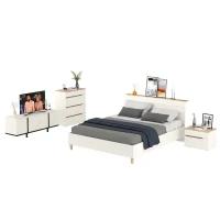 Модульная мебель для спальни Муссон с тумбочкой для аппаратуры 13.276 белый/чёрный/дуб эндгрейн элегантный